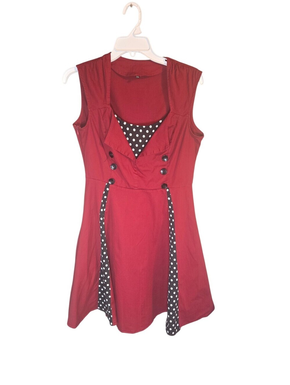 Red Polka Dot Fit Flare Dress, 2XL, Retro Inspo, Sailor, Preppy Fun Summer